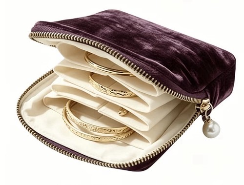 Velvet travel jewelry - velvet, pouch