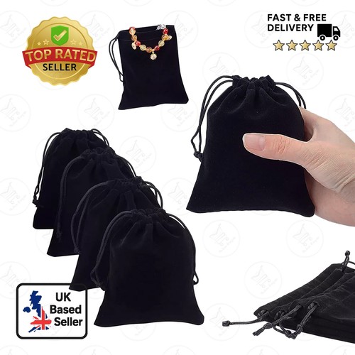 Black velvet jewellery pouch - jewellery,